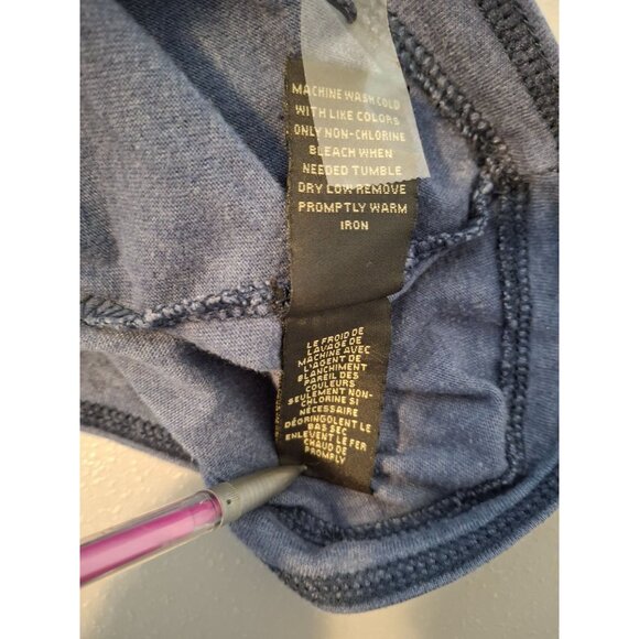 RedHead Henley Shirt Large Blue Black Long Sleeve Two Tone Grunge Casual - Picture 6 of 8